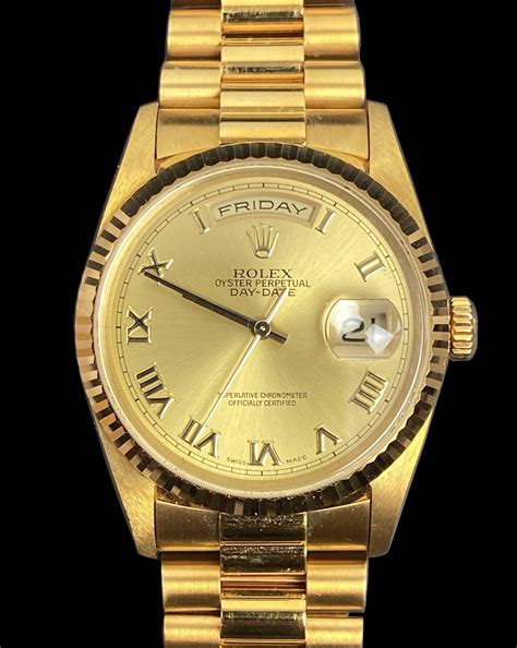 vintage gold rolex day date for sale|rolex day date 18k gold.